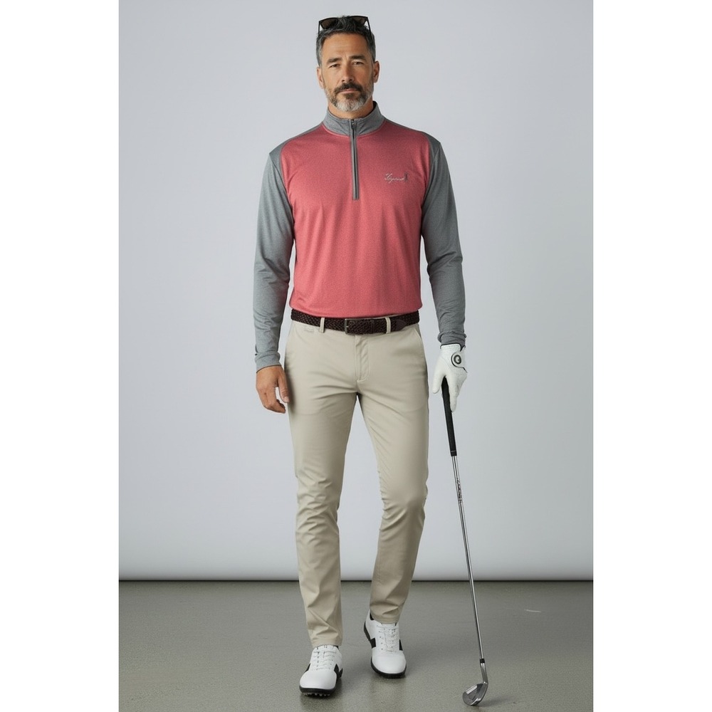 Johnnie O Men's L Quarter Zip‎ Golf Pullover Sweatshirt Red Gray